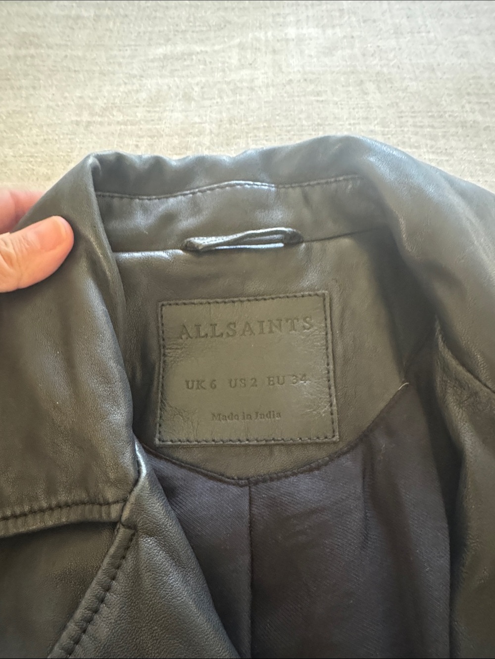 AllSaints Black Quilted Leather Moto Jacket - Picture 4 of 7